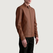 Matte Brown Cowhide Leather Biker Jacket - Rückansicht mit passgenauen Schultern &amp; sauberem Saum