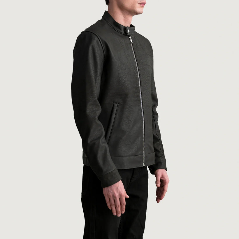 Zen Tumbled Braun Leder-Bikerjacke für Herren