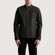 Zen Tumbled Braun Leder-Bikerjacke für Herren - Seitenansicht mit ergonomischem Ärmelschnitt